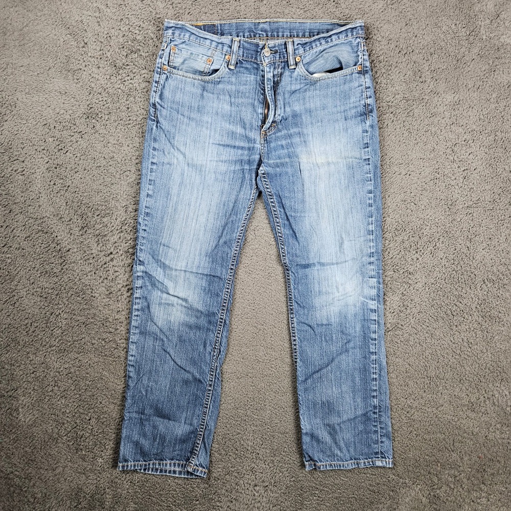 Levi's 505 Mens 34x30 Regular Fit Straight Leg Blue Denim‎ Jeans